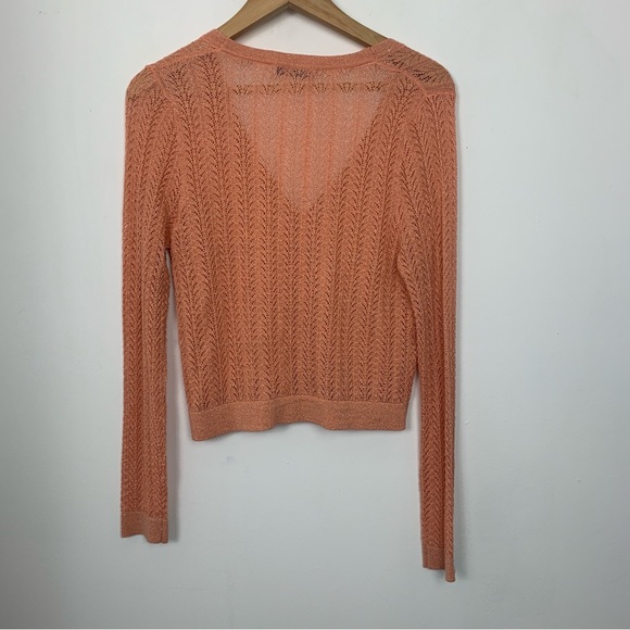 Mango Light Coral Knit Button-Front Women's Sweater Cardigan - Picture 6 of 8